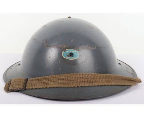 WW2 British Home Front “Sunblem Battery” Factory Workers Steel Helmet, blue / grey painted British steel helmet with the thre