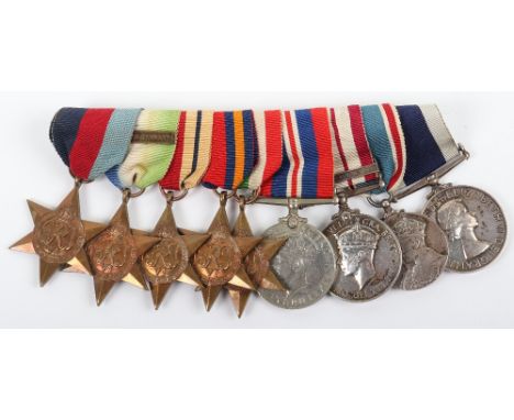 Royal Marines WW2 &amp; Malaya Campaign / Long Service Medal Group of Nine, consisting of 1939-45 star, Atlantic star with Fr