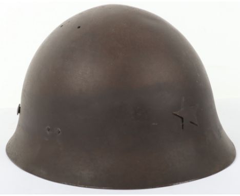 WW2 Japanese Army Type-90 Steel Combat Helmet, good example of a standard WW2 Japanese infantry steel combat helmet with dark