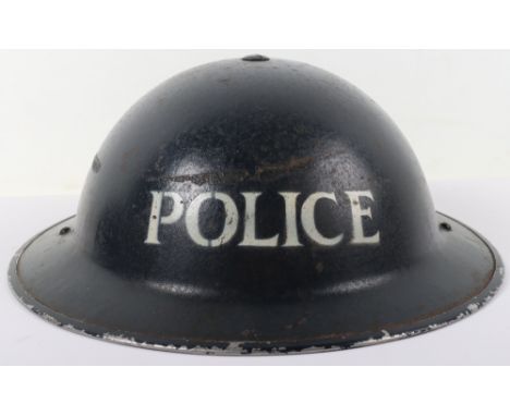 WW2 British Police Officers Steel Helmet, fine example retaining nearly all of the original blue paint finish to the shell. W