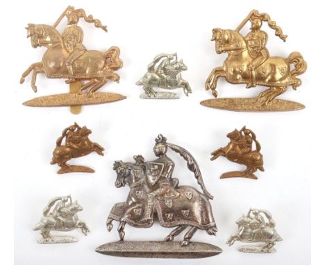 Fife &amp; Forfar Yeomanry Badges and Insignia, including two brass cap badges, five collar badges and scarce pouch badge (mi