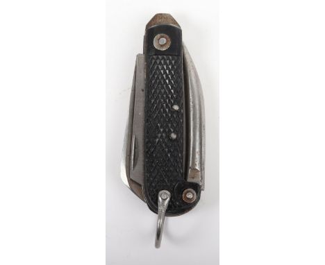 WW2 British 1943 Jack Knife, good example with two piece chequered grips, spike, small blade and tin opener which is stamped 