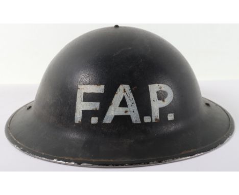 WW2 British Home Front First Aid Party Steel Helmet, standard model British steel helmet painted black for use with the Home 