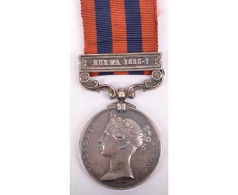 Indian General Service Medal 1854-95 Hampshire Regiment, medal with single clasp Burma 1885-7, awarded to “1399 Cr Sergt F Ma