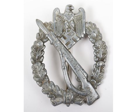 WW2 German Army / Waffen-SS Infantry Assault Badge in Silver, being a good mid war quality hollow backed un-maker marked exam