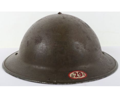 WW2 British Home Front Auxiliary Fire Service / National Fire Service Helmet, interesting example with a dark khaki paint fin