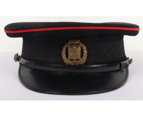 Legion of Frontiersmen Dress Peaked Cap, fine example of a post 1902 dress uniform peaked cap in dark navy blue / black cloth