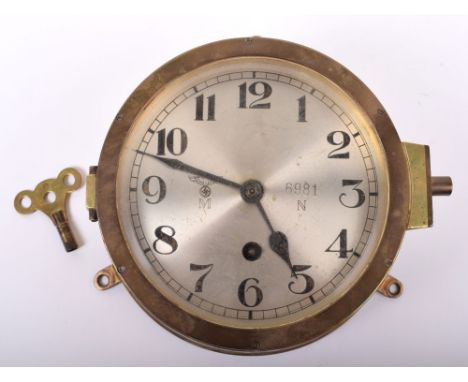 WW2 German Naval (Kriegsmarine) Ships Bulkhead Clock, good example of the brass cased bulkhead pattern clock with blackened r