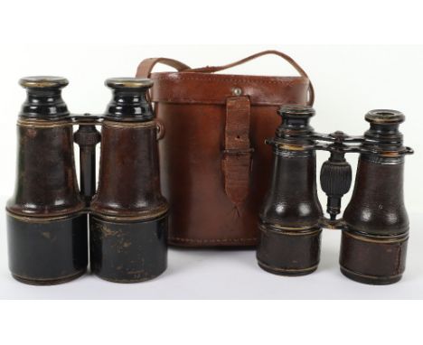 Set of WW1 Period Officers Binoculars, being a set made by Colmont Paris. Housed in original British officers brown leather (