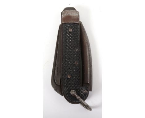 WW2 British 1941 Jack Knife, good example with two piece chequered grips, spike, small blade and tin opener which is stamped 