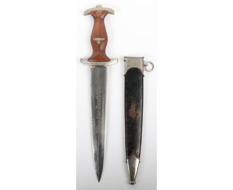 Third Reich NSKK Dress Dagger by Paul Weyersberg &amp; Co Solingen, wooden grip with nickel silver eagle and enamel SA device