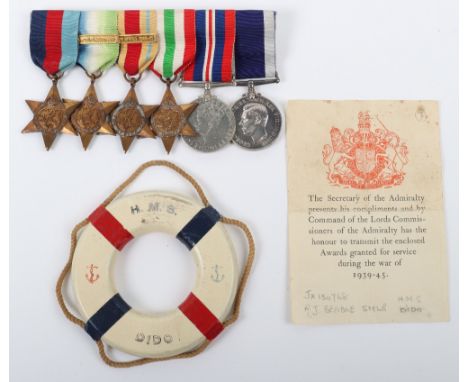 WW2 Campaign and Royal Naval Long Service Good Conduct Medal Group of Six Sailmaker HMS Dido, group consists of 1939-45 star,