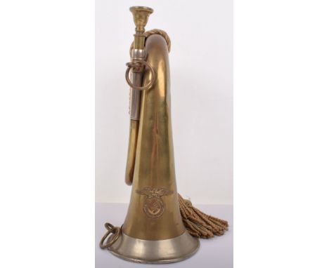 Third Reich SA Bugle, fine example of a brass body bugle with nickel silver lower section. The lower body of the bugle has th