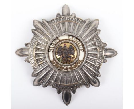 Imperial German Regiment Garde du Corps Officers Helmet Plate, fine silvered rayed star backing plate with around the edge “M