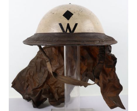 WW2 British Senior Wardens Steel Helmet with Half Gas Cape, fine example of a British Home Front Wardens steel helmet with wh