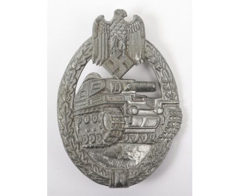 WW2 German Army / Waffen-SS Panzer Assault Combat Badge, silver grade example which is un-maker marked. Reverse of the award 