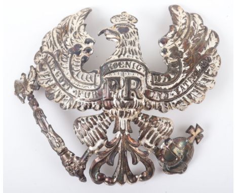 Imperial German Prussian Pioneer Pickelhaube Helmet Plate, fine example being silvered Prussian eagle with two loop fittings 