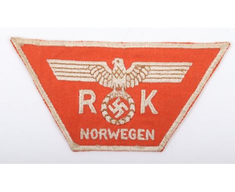 Unusual Third Reich Reichskommissariat Norwegen Cloth Arm Badge, an unusual piece of embroidered insignia being a Wehrmacht s