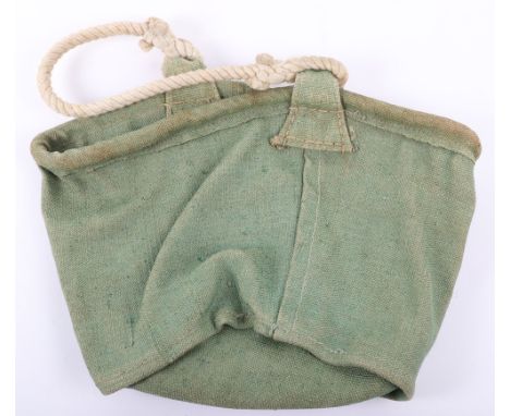 British 1915 Dated Water Carrier, in a heavy green canvas with a white rope handle. Stamped with a broad arrow and “LANSDALE 