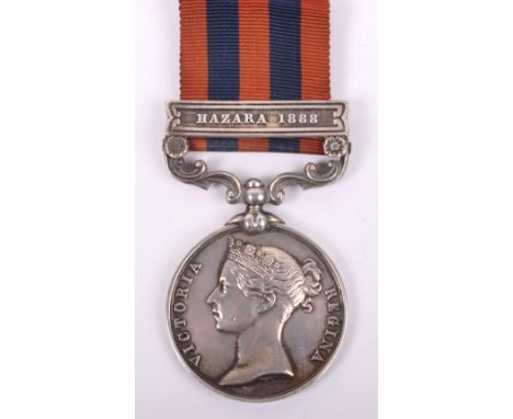 Indian General Service Medal 1854-95 Suffolk Regiment, medal with single clasp Hazara 1888, awarded to “361 Pte M Ransom 1st 