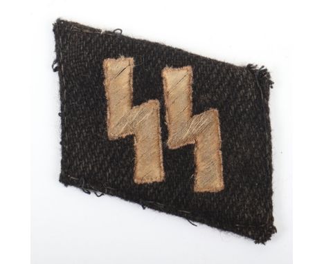 WW2 German Waffen-SS Tunic Collar Patch, good uniform removed example of an embroidered enlisted ranks Waffen-SS runic collar