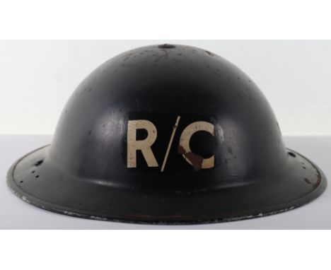 WW2 British Home Front Report &amp; Control Steel Helmet, good example of a standard Home Front steel combat helmet with blac