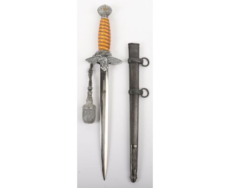 WW2 German Luftwaffe 2nd Pattern Officers Dress Dagger by Robert Klaas Solingen, good example with deep orange celluloid grip