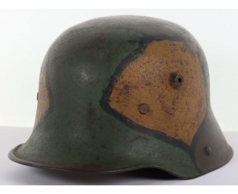 Imperial German M-17 Camouflaged Steel Combat Helmet, fine example of a standard M-17 steel combat helmet which has a camoufl