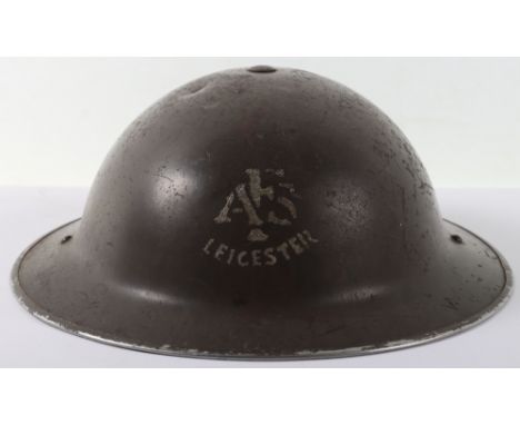 WW2 Auxiliary Fire Service Leicester Steel Helmet, good example of a standard model British steel helmet with khaki paint fin