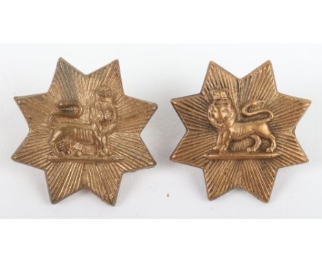 Pair of 36th (Herefordshire) Regiment of Foot Collar Badges, brass star with Worcester lion to the centre. Both with lug fitt