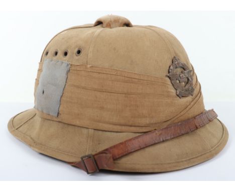 Rare WW2 South African Air Force Sun Helmet, being a East of Malta style flying helmet without the ear flaps. Khaki cloth cov