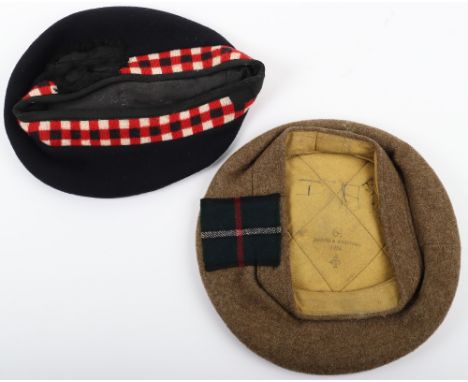 Post WW2 Scottish Tam O’Shanter, good example of a khaki wool body headdress with woollen tuft to the top. Cloth lining to th