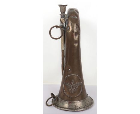 Imperial German Prussian Bugle, good untouched example of the brass and nickel silver fittings body with Prussian eagle in ce