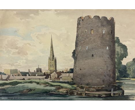 George Graham (British 1881-1941): The Cow Tower - Norwich, watercolour signed 27cm x 40cm (unframed)