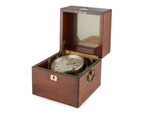 DENT TWO-DAY MARINE CHRONOMETER, NO. 50907LATE 19TH CENTURY the 3 1/2 inch silvered Roman numeral dial with subsidiary second