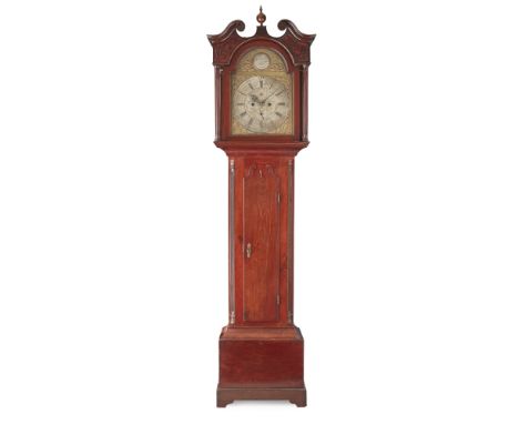 SCOTTISH MAHOGANY LONGCASE CLOCK, JOHN RUSSELL, FALKIRKEARLY 19TH CENTURY the swan neck pediment above a brass arched dial wi