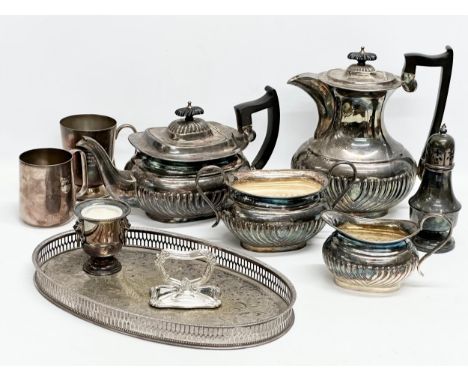 A quantity of Late 19th/Early 20th Century silver plate. 4 piece Georgian style tea service, tray etc. 