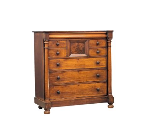 A large Victorian mahogany Scotch chest of drawers 122.5x60x131cm 