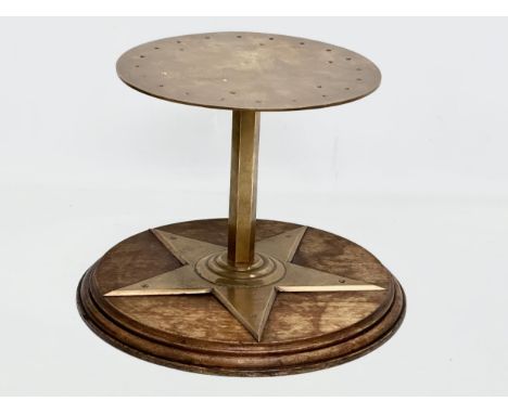 A large Late 19th Century Masonic/Orange Lodge bronze stand on wooden base. 31.5x23cm 