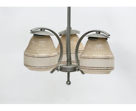 An Art Deco ceiling light fitting with glass shades. 38x47cm 