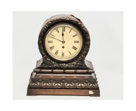 A large Early Victorian rosewood fusee movement mantle clock. With pendulum. For repair. 41x21x45cm 