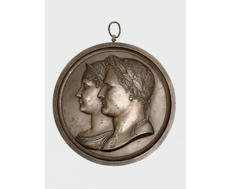 An Early 19th Century Andrieu fecit bronze plaque of Napoleon and Marie Louise. 14cm 
