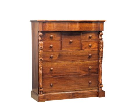 A large Victorian mahogany Scotch chest of drawers. 125x52x136cm 