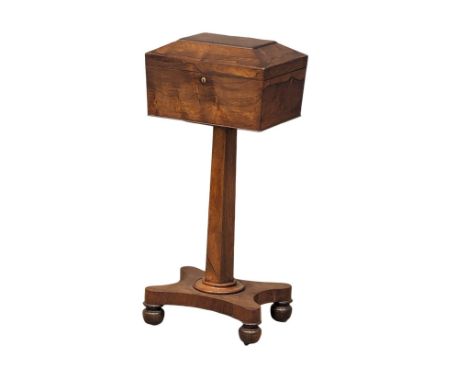 A William IV rosewood pedestal teapoy. Circa 1830. 35.5x27.5x81.5cm 