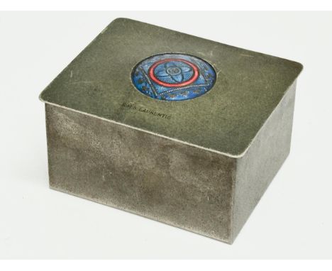 An Early 20th Century White Star Line ‘R.M.S Laurentic’ pewter and enamel cigarette case. 10.5x8.5x5.5cm 