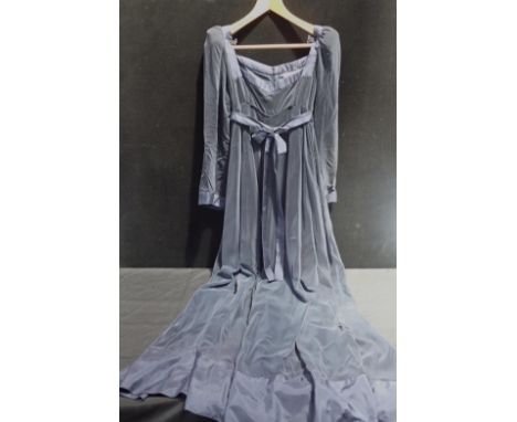 JEAN VARON: BLUE VELVET EMPIRE LINE EVENING DRESS with a collection of vintage children's clothes, a bathing suit, skirts and
