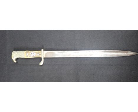 A GERMAN NAZI POLICE BAYONET by Alexander Coppell Solingen, with an antler grip handle stamped to the hilt 'S.Op.I.448' 45cm 