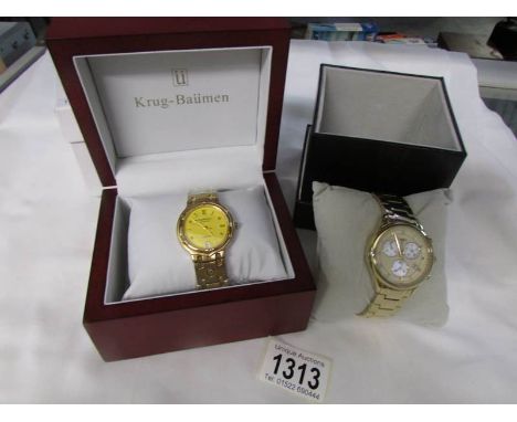 A new Krug-~Baumen gent's watch and a new Timex gent's watch