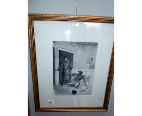 A framed and glazed print signed P J Stevens