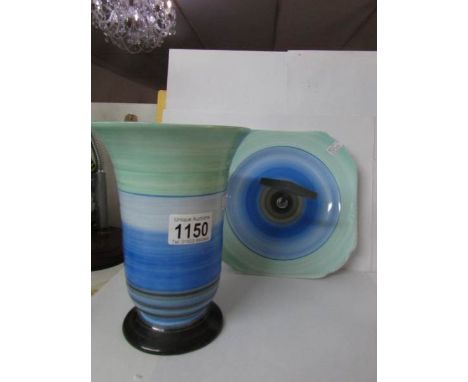 A Shelley art deco vase and cake plate